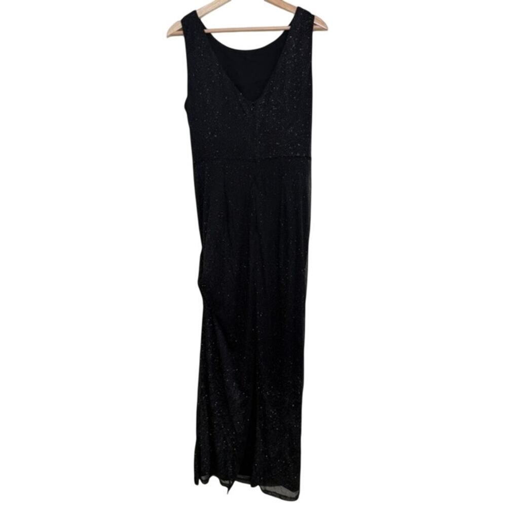 Calvin Klein Gown 12 Black Sparkle Ruched Sleeveless Formal Evening Maxi Dress - Picture 5 of 8